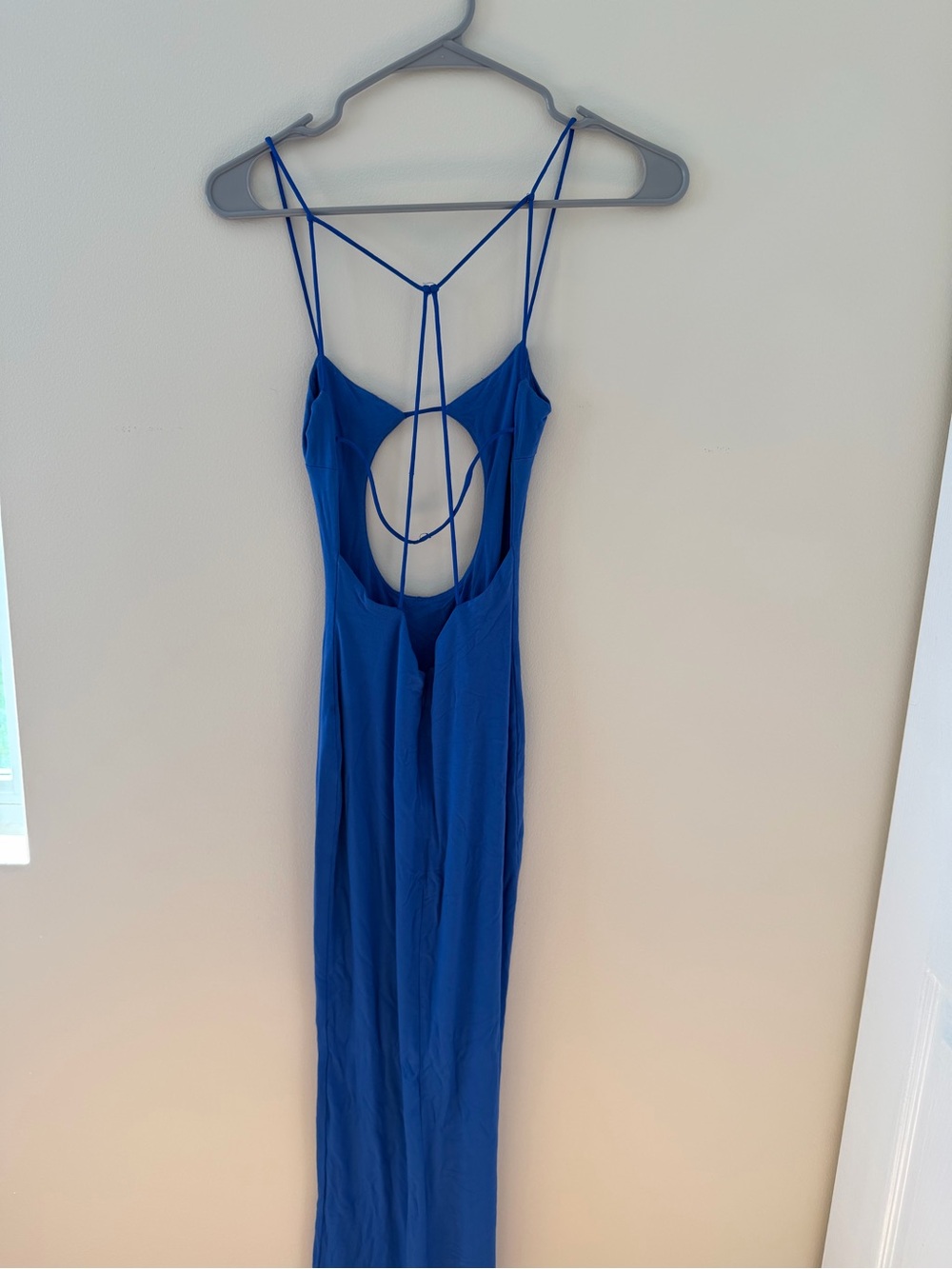 Blue Strappy Open-Back Swim Cover-Up Dress